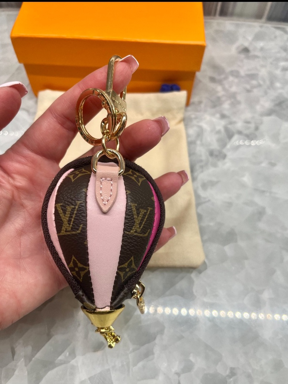 Monogram fashion inspired Hot Air Balloon bag charm keychain pouch - Picture 3 of 8